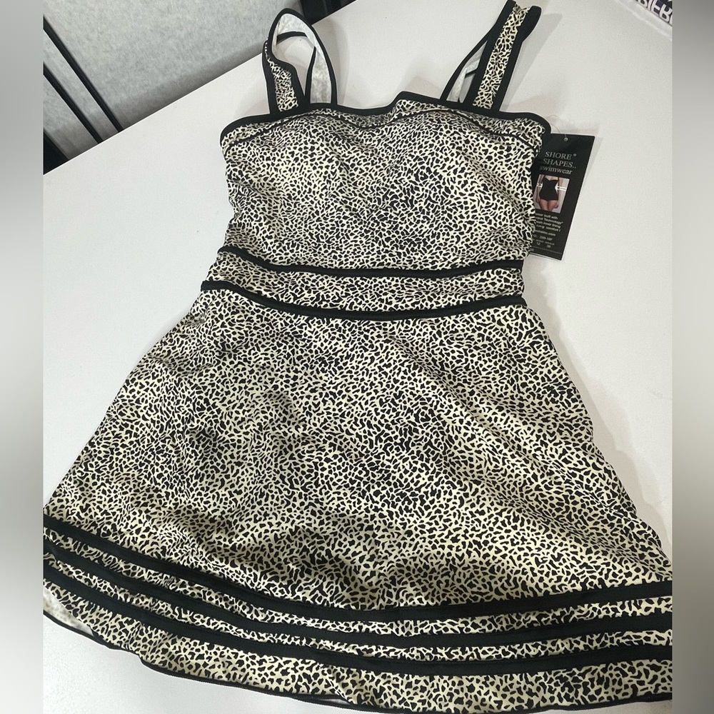 Shore Shapes Black & Cream Swimwear Swimdress one piece Size 8 modest - Picture 2 of 12